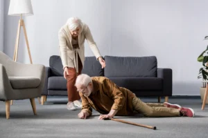 elderly man falling down
